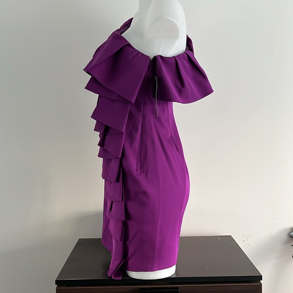 NEW 100% Silk Robert Rodriquez one shoulder purple cocktail Dress size small - Picture 4 of 10